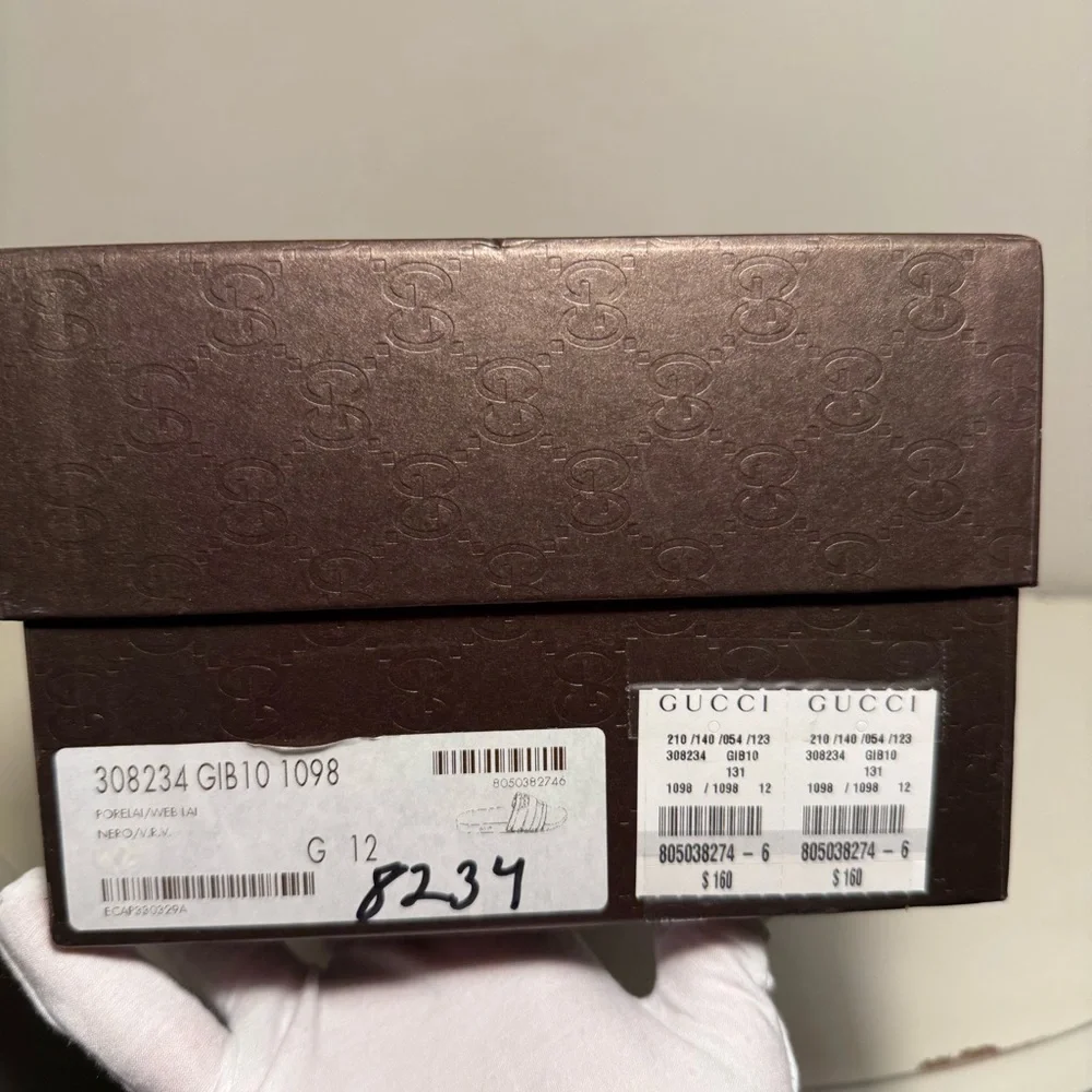 Gucci Horse Bit Lug Sole Black Leather Loafer Men’s Size 12.5 Brass Brown Logo - Picture 12 of 13